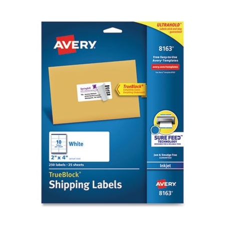 Avery Dennison LABEL, INKJET, 2X4, 10/SH 8163